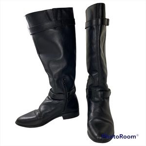 Black genuine leather riding boot size 6
